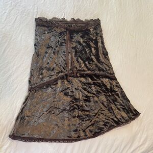 Vintage Brown Velvet A-Line Women’s Skirt
